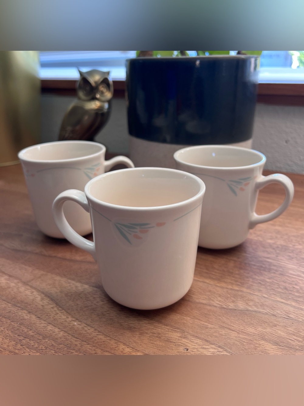 Vintage Corning Ware Corelle Windflower Mugs / Cups - Set of 3 (Made in USA)
